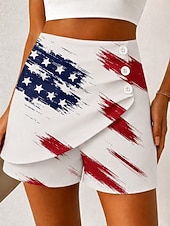 Χαμηλού Κόστους 250th Anniversary Bottoms-Γυναικεία σορτς chinos για την ημέρα της αμερικανικής ανεξαρτησίας, διακοπές, vintage, casual, κοντό, ψηλόμεσο, γραφική σημαία, πλισέ, πολυεπίπεδο, ανελαστικό, καθημερινό, υπαίθριες διακοπές,
