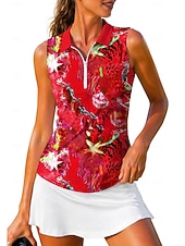 preiswerte Damenbluse-Damen Abstrakt Oberteile Sporthemd Golf-Poloshirt Tennis Shirt Ärmellos Reißverschluss Blumen UPF50+ UV-beständig Hohe Elastizität Feuchtigkeitsableitend Atmungsaktiv Tennis Golfspiel Pickleball