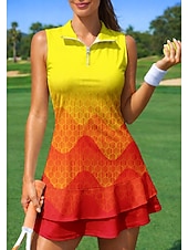 economico Abbigliamento Tennis da donna-Per donna Sfumatura Abito da tennis Abito sportivo Abito polo da tennis Senza Maniche Zip a un quarto Elastico Traspirante Pallavolo Tennis Golf Colletto Collo ripiegato Vestito Arancione