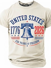 abordables Camisetas Patrióticas 250-250 aniversario, 4 de julio, '250 años de libertad', campana de la libertad, Estados Unidos, 1776-2026, camiseta patriótica vintage para hombre, cuello redondo, manga corta, regalo del Día de la