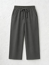 baratos Partes inferiores-Women's Cotton Linen Shorts Capri Pants Chinos Summer Shorts Vacation Streetwear Casual Knee Length Medium Waist Plain Drawstring Pocket Comfortable Breathable Inelastic Daily Outdoor Street