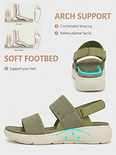 cheap Comfort Sandals-Women's Green Arch Support Comfort Sandals – Adjustable Hook &amp; Loop Walking Sandals with Shock Absorbing Sole for Casual Walking, Travel &amp; All-day Comfort