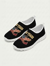  Damesschoenen in blauw met Amerikaans jubileummotief - casual sneakers met print van de Amerikaanse adelaar, ademend mesh bovenwerk en lichtgewicht EVA-zool, perfect voor parades en festiviteiten op 4