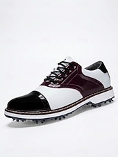 cheap Men's Golf Shoes-Men's Black White Golf Shoes, Lace-Up Dress Sport Shoes, Comfortable Non-Slip Shoes for Golf, Wedding, Outdoor Events