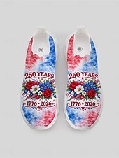  Zapatillas deportivas sin cordones para mujer, de color azul y rosa, con estampado patriótico de EE. UU. – Zapatillas ligeras con estampado floral tie-dye y suela con amortiguación, ideales para el