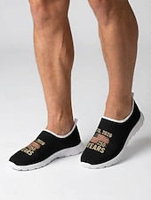  Pantofi sport slip-on pentru bărbați, model aniversar SUA - respirabili &Teniși sport ușori negri din plasă, cu imprimeu „1776-2026” &Imprimeu cu steagul american, ideal pentru paradele de Ziua