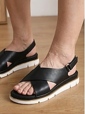 preiswerte Komfortsandalen-Bequeme, verstellbare Slingback-Sandalen für Damen mit gekreuzten Riemen und Fußgewölbeunterstützung sowie rutschfester Sohle für den Alltag und auf Reisen.
