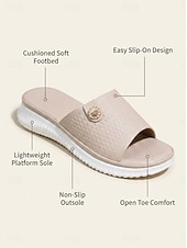 economico Sandali Comodi-Sandali da donna comodi con plateau, sandali slip-on imbottiti con plantare morbido per casa, viaggi e uso quotidiano.