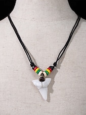 billiga Herrsmycken-herrhalsband med vargtand i bohemiskt skick - vintagehänge i konstben med justerbart vaxsnöre, smycken i etnisk tribalstil i akryl för sommarsemester och resor &amp;dagligt vardagskläder