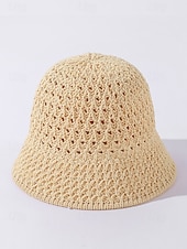 billige Ferietilbehør-dame vintage stråbøttehatt – håndvevd pustende solhatt, lett &amp;sammenleggbar, elegant strandhatt for sommerferier, reiser og utendørsaktiviteter