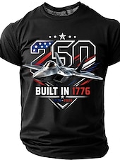 זול 250 חולצות פטריוטיות-4 ביולי 2026, ה-250 בגדי ריקוד גברים כוכב 1776 חולצה קצרה שרוולים קצרים חולצה קצרה הדפסת תלת מימד צווארון עגול קצר חולצה פטריוטי יומי פֶסטִיבָל פול שחור תלתן קיץ אביב ביגוד S M L XL XXL XXXL