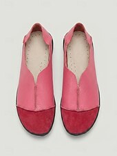 cheap Women's Flats-Women's Rose Pink Flats - Comfort Slip-On Shoes with Faux Suede Toe Cap and Flexible Non-Slip Sole, Casual Walking Shoes for Everyday Wear, Casual Work and Travel
