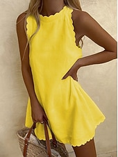 economico Vestito bianco-Per donna Mini abito Vestito Casual Abito gilet Abito Estivo Essenziale Classico Quotidiano Vacanza Vestibilità regolare Semplice Senza Maniche Girocollo Giallo Rosso Viola Rosso rosa Estate Primavera