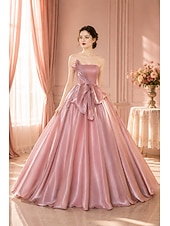 abordables Vestidos Largos &amp; Gowns-Vestido de Gala Corte A Hasta el Suelo Trajes de gala Elegante Fiesta Princesa Sin Mangas Sin Tirantes Fiesta de baile Fiesta de Noche Organdí Sin espalda con Plisado