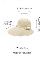 baratos Chapéus Femininos-Chapéu de sol feminino boho de palha - chapéu de praia de verão com aba larga e decoração de flor 3D, fedora respirável em poliéster trançado para férias e uso casual diário. &amp;Proteção solar, várias