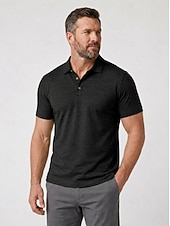 abordables Polo Classique pour Hommes-Polo en lin pour homme - manches courtes - noir, vert, bleu clair