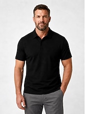 cheap Men's Classic Polo-Men's Textured Golf Polos Shirts- Cooling Short Sleeve-Black White Grey