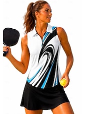 abordables Camisa de Mujer-Mujer Geométrico Tops Camisa deportiva Camisas de polo Camiseta de tenis Sin Mangas Cremallera Floral UPF50+ Resistente a los rayos UV Alta elasticidad Dispersor de humedad Transpirable Voleibol