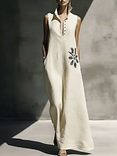 economico Abiti Boho-Per donna Abito maxi Abito Boho Elegante Vacanza Vestibilità regolare Floreale Senza Maniche Collo alla coreana Azzurro cielo Verde Albicocca Primavera