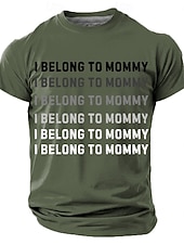  Cămașă bărbătească „I belong to mommy” cu imprimeu amuzant cu litere în gradient, croială regulată, cadou de familie, zi de zi, casual, verde, haine de designer, s, m, l, xl, xxl, xxxl