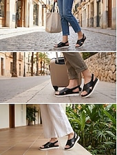 preiswerte Komfortsandalen-Bequeme, verstellbare Slingback-Sandalen für Damen mit gekreuzten Riemen und Fußgewölbeunterstützung sowie rutschfester Sohle für den Alltag und auf Reisen.