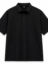 cheap Men's Classic Polo-Men's Textured Golf Polos Shirts- Cooling Short Sleeve-Black White Grey