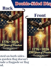 olcso 250. évforduló-250. évfordulós amerikai kerti zászló, kétoldalas hazafias saskeresztes zászló 1776-2026, keresztény kültéri udvari dekoráció (30x45 cm)