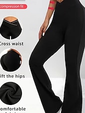voordelige wijde pijpen en hoge taille-Dames Yoga broek Breed Been Vrijetijdsbroek Casual / sportief Volledige lengte Hoge taille Effen Comfortabel Comfort Zacht Hoge Elasticiteit Buitensporten Fitness Donker-Grijs Zwart Roze Wijn Lente