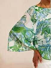 رخيصةأون القمصان والقمصان والبلوزات-بلوزة شيفون متعددة الطبقات بتصميم موستانج فني جرافيكي