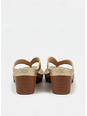 abordables Sandalias deslizantes-Chanclas de tacón para mujer: elegantes sandalias de tiras para verano, playa y ropa informal