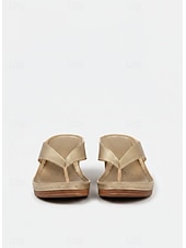 abordables Sandalias deslizantes-Chanclas de tacón para mujer: elegantes sandalias de tiras para verano, playa y ropa informal