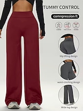 voordelige wijde pijpen en hoge taille-Dames Yoga broek Breed Been Vrijetijdsbroek Casual / sportief Volledige lengte Hoge taille Effen Comfortabel Comfort Zacht Hoge Elasticiteit Buitensporten Fitness Donker-Grijs Zwart Roze Wijn Lente