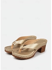 abordables Sandalias deslizantes-Chanclas de tacón para mujer: elegantes sandalias de tiras para verano, playa y ropa informal