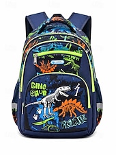 preiswerte Kids &amp; Teen Backpacks-Boys School Backpack with Dinosaur &amp; Astronaut Prints, Large Capacity Multi Pocket Polyester Bookbag, Lightweight Travel Backpack for Elementary School, Camping, Daily Use