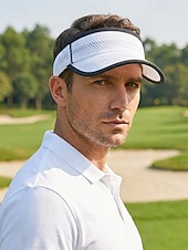 cheap Men's Hats-Men's Breathable Mesh Visor Cap Adjustable Sun Hat Lightweight Polyester Sports Golf Visor for Outdoor Fishing Running Tennis Beach Travel Summer UV Protection