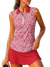baratos Camisa Feminina-Mulheres Floral Tops Camisa Esportiva Camisa polo de caminhada Regata Sem Manga Zíper Floral UPF50+ Resistente a UV Elasticidade Alta Pavio Humido Respirável Tênis Golfe Pickleball Aberto para a