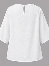  Pentru femei Varful ochiului Tricou Tricouri Bluză albă din bumbac Elegant Boemia Modă Manșon scurt Stil Nautic Topuri obișnuite Casual Albastru piscină Alb Vară Primăvară