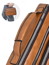 ieftine Genți de Băieți-geantă messenger vintage bărbătească din piele ecologică - geantă de umăr crossbody de mare capacitate cu buzunare multiple &amp;curea reglabilă pentru naveta de afaceri, călătorii &amp;casual de zi cu zi,