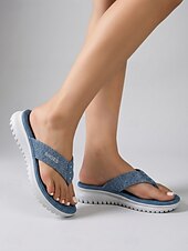 economico Sandali Comodi-Infradito da donna blu glitterate con supporto plantare, comode e leggere, con suola flessibile antiscivolo, ideali per l'uso quotidiano e per le gite in spiaggia. &amp;comfort per tutto il giorno