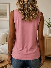  Women's Cold Shoulder Tops Texture Solid Color Casual Sleeveless Regular Tops Casual Light Blue Iron Gray Peacock Green Black Lotus Root Pink Summer Spring