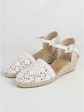 economico Sandali espadrilles-Sandali espadrillas con zeppa da donna, comodi sandali estivi con cinturino alla caviglia, perfetti per invitate a matrimoni, vacanze al mare e outfit eleganti.
