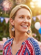billiga Tillbehör-Örhängen i legering för kvinnor med amerikansk självständighetsdagsmotiv – patriotiska smycken i flera stilar för kvinnor, 7.4 fyrverkerier, flagga, stjärndesigner för högtider, fester och