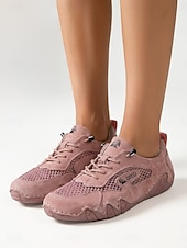 Χαμηλού Κόστους Γυναικεία Sneakers-Γυναικεία ροζ mesh casual παπούτσια - slip-on sneakers, άνετα, αναπνεύσιμα υποδήματα για καθημερινή χρήση, περπάτημα, πεζοπορία &amp;ταξίδι