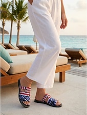  Women's Patriotic USA 250th Anniversary Sandals - American Flag Stars & Stripes Slide Slippers for 4th of July, Beach Vacation & BBQ Party