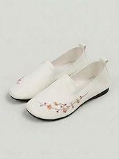 preiswerte Ballerinas für Damen-Gelbe, geblümte Damen-Slipper mit Stickerei – bequeme, lässige Schuhe in weiter Passform, atmungsaktiv und leicht, ideal für den Alltag und zum Spazierengehen. &amp; reisen