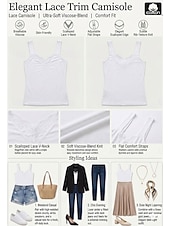 cheap Lace Tops-Women's Camisole Tank Top Going Out Tops Camis Concert Tops Black White Blue Plain Patchwork Lace Trims Sleeveless Party Daily Basic Sexy Sweetheart Regular S