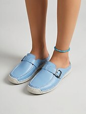 cheap Women's Clogs &amp; Mules-Women's Blue Comfort Mules with Arch Support - Lightweight All-Day Comfort Buckle Backless Shoes with Non-Slip Stitched Sole for Walking, Travel &amp; Casual Wear