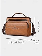 ieftine Genți de Băieți-geantă messenger vintage bărbătească din piele ecologică - geantă de umăr crossbody de mare capacitate cu buzunare multiple &amp;curea reglabilă pentru naveta de afaceri, călătorii &amp;casual de zi cu zi,