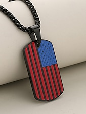 billige Tilbehør-Herrekjede med USA-flagg i rustfritt stål - patriotisk militæranheng i flere farger til amerikansk 250-årsjubileum, uavhengighetsdagen og utendørssport &amp;veteran gift