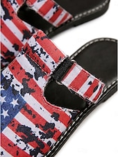  Women's Patriotic USA 250th Anniversary Sandals - American Flag Stars & Stripes Slide Slippers for 4th of July, Beach Vacation & BBQ Party